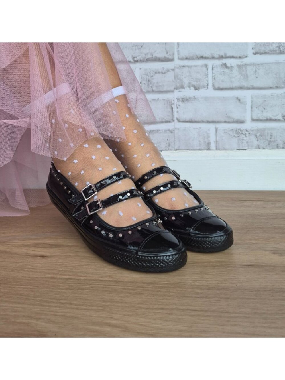 ⭐Converse Chuck Taylor Dainty Mary Jane Sz 8 Women's shoes Studded Black A14799C - Picture 2 of 11